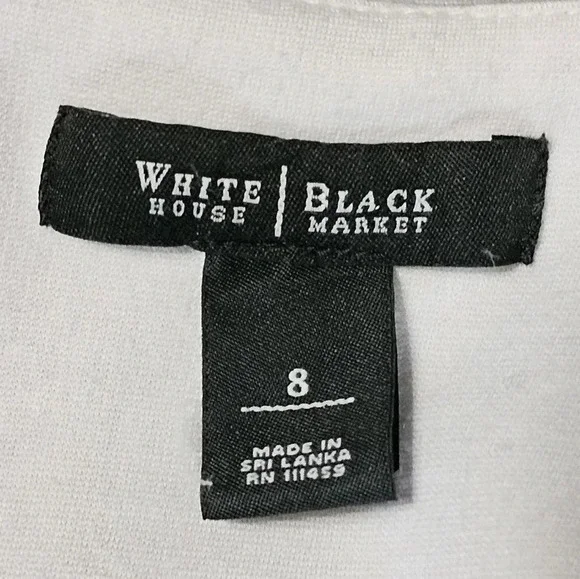 White House Black Market Women’s 8 Black White Sheath Dress Silver Button Mod - Picture 5 of 8